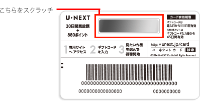 U-NEXTカード裏面のコード記載部分